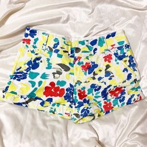 Alice and Olivia Colorful Floral White Shorts